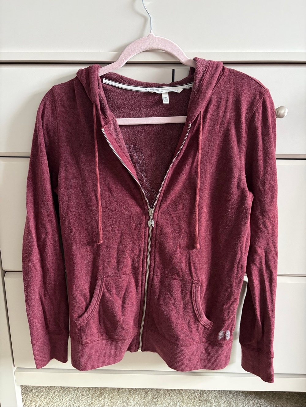 Victoria's Secret Maroon Plush Zip-Up Hoodie